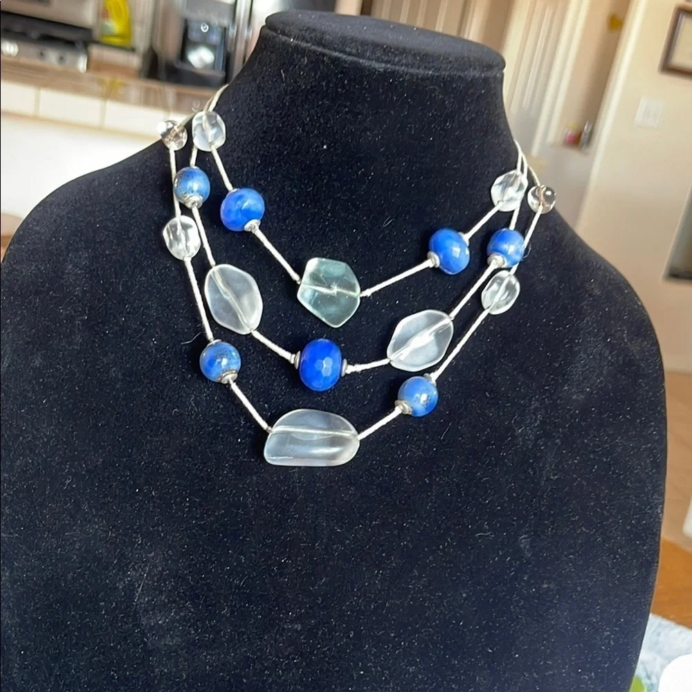 Chico's Modern Blue and Silver Necklace